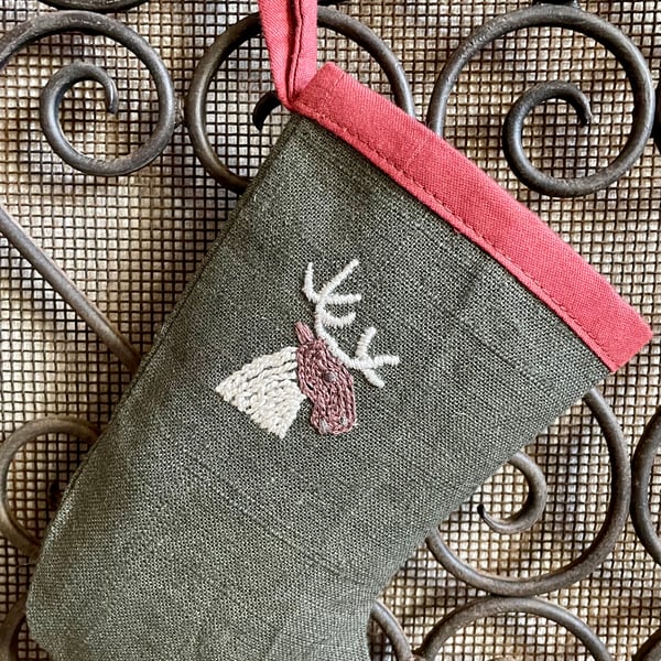 Hand Embroidered Christmas Stocking