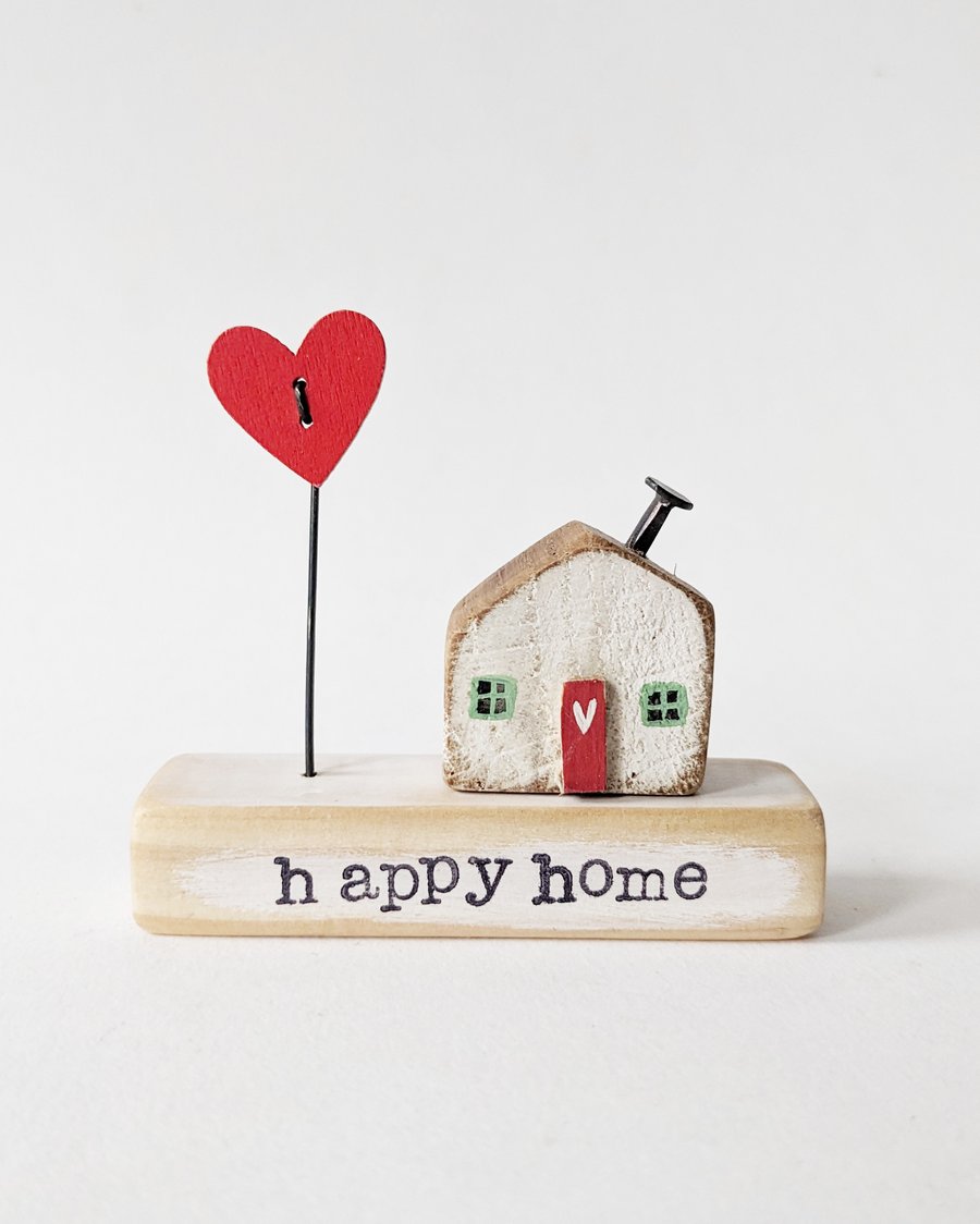 Little Wooden Painted House and Base in a Bag