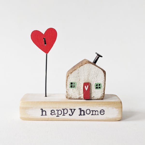 Little Wooden Painted House and Base in a Bag