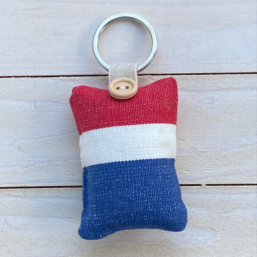 KEY RING - BOLD STRIPE - red, white and blue