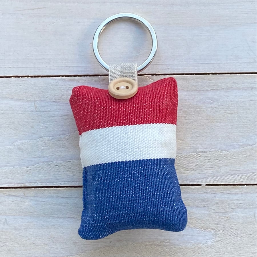 KEY RING - BOLD STRIPE - red, white and blue