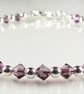 Amethyst Preciosa Czech glass beaded bracelet, lobster clasp, sterling silver