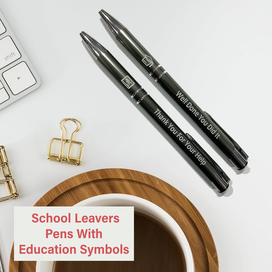 Teacher Gift School Leavers End Of Year Pens With Education Symbols Personalised