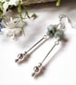 Designer Long Green Jadeite & Jade Sterling Silver Earrings ONE OFF PAIR  - Image 7