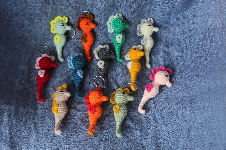 Crochet Seahorse keyrings