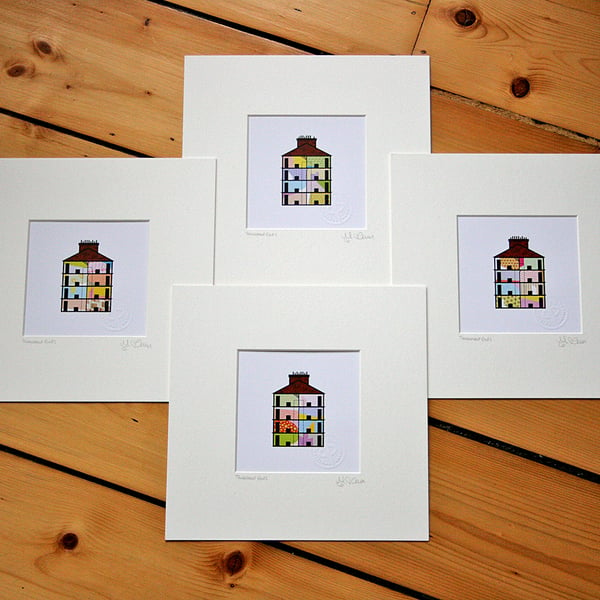 Tenement Ends, mounted. Set of 4