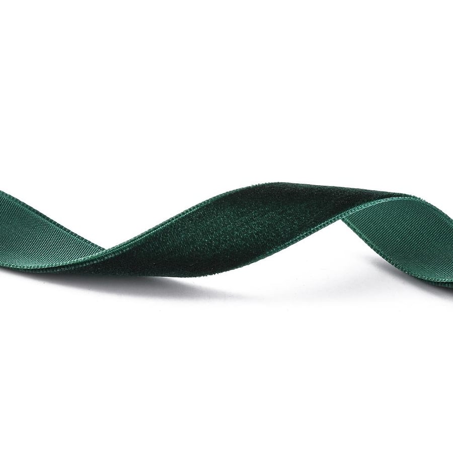 Velvet Ribbon Dark Green 2M Continuous Length 16mm Wide