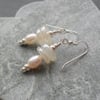  Freshwater Pearl and Chalcedony Semi Precious Gemstone Sterling Silver Earrings