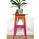 Plant stand, hallway table, pink and orange with mandala stencil 