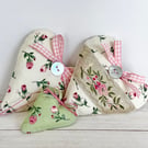 MAY DAY IVORY FLORAL HEART - optional ribbon, and optional green mini heart