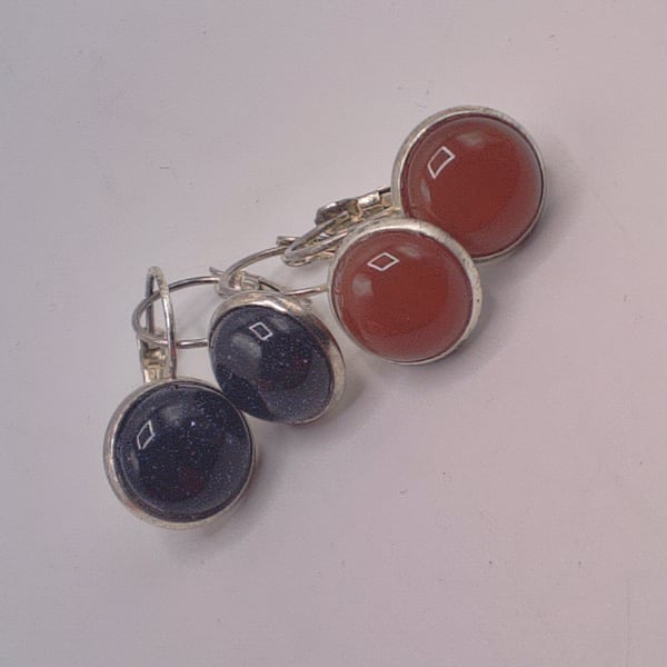 Gemstone Cabochon Lever Back Earrings, Gift for Her, Choice of Gemstone