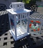 Large Fused glass lantern. Dolphins, Turtle, Seahorse and Jelly Fish 14 " high - Image 2