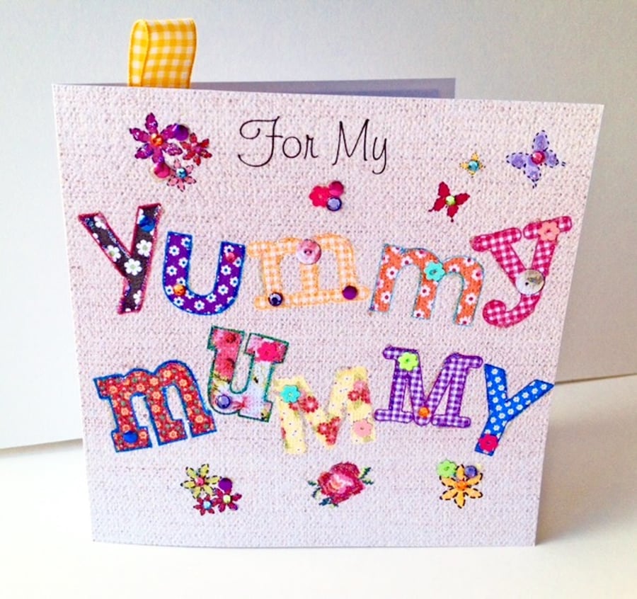 Mother's Day Greeting Card,Printed Applique Design,HandFinished Mothers Day Card