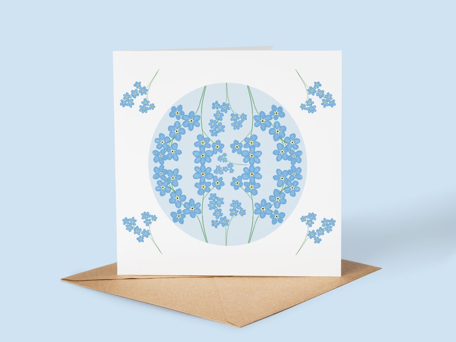 Forget Me Nots Blank Greeting Card, Any Occasion card, Sympathy, Thinking of You
