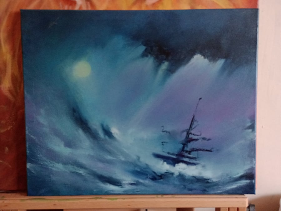 Oil Painting on Canvas Entitled 'Adrift'