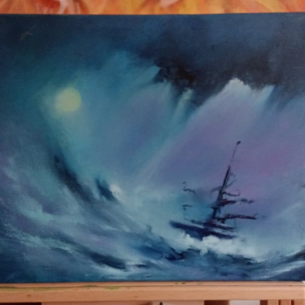 Oil Painting on Canvas Entitled 'Adrift'