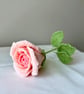 Crochet Pink Rose with 3 Leaves Pink Flower Bouquet Summer Seconds - Image 2