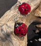 Handmade Murano Glass Ladybird Earrings on Sterling Silver Earwires