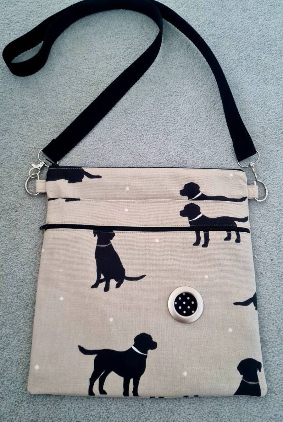 Sophie Allport Black Labrador fabric dog walking bag
