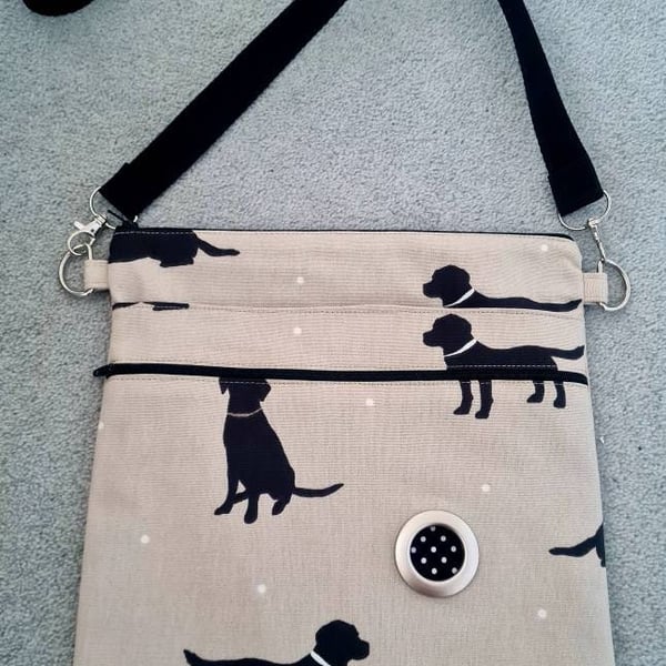 Sophie Allport Black Labrador fabric dog walking bag