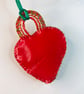 Large red rubber and wire heart pendant from recycled materials - Image 6