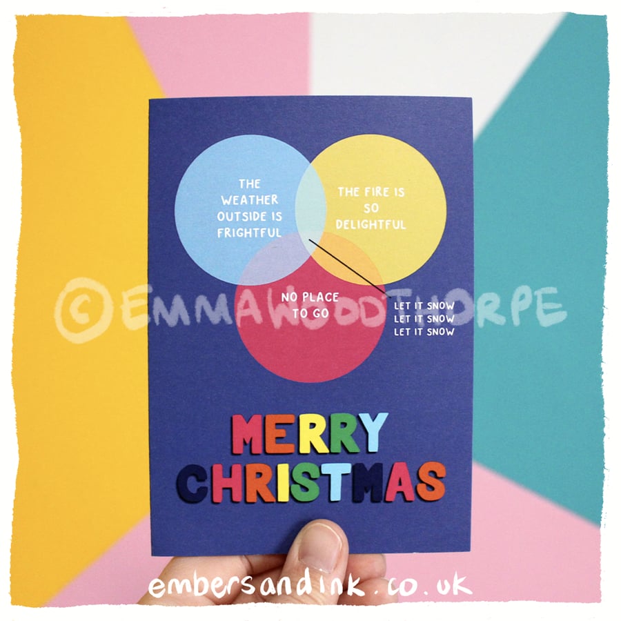 Let It Snow Venn Diagram Christmas Greetings Card