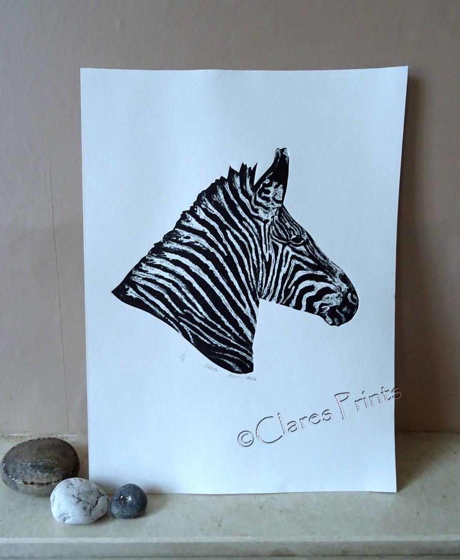 Zebra  Limited Edition Collagraph Print Art