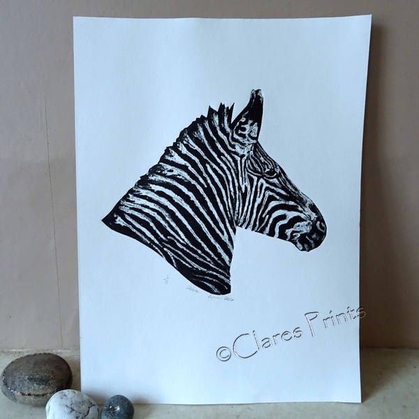 Zebra  Limited Edition Collagraph Print Art