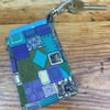 Travel Card holder in Klimt inspired blue, gold & teal fabric with key clip