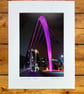 Squinty Bridge, Glasgow Signed Mounted Print FREE DELIVERY