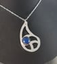 Sterling Silver Lapis Lazuli Pierced Teardrop Necklace (SKU201025D) - Image 10