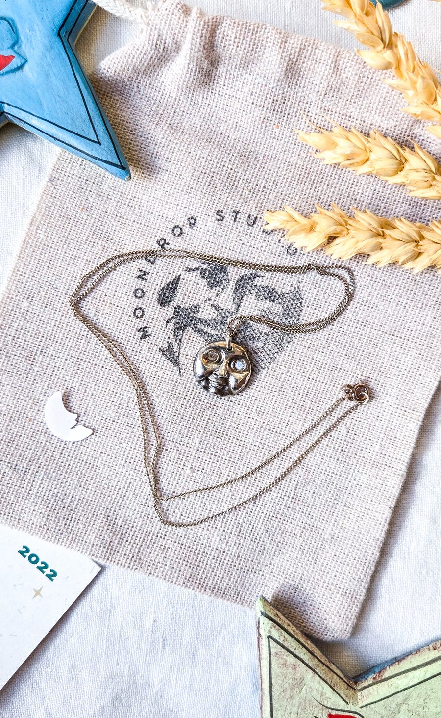 Mini Moon Necklace - Solid Fine Recycled Silver Celestial Moon Necklace, Lyra