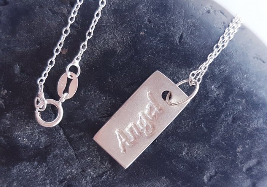 18" Sterling Silver Chain with Fine Silver Angel Pendant