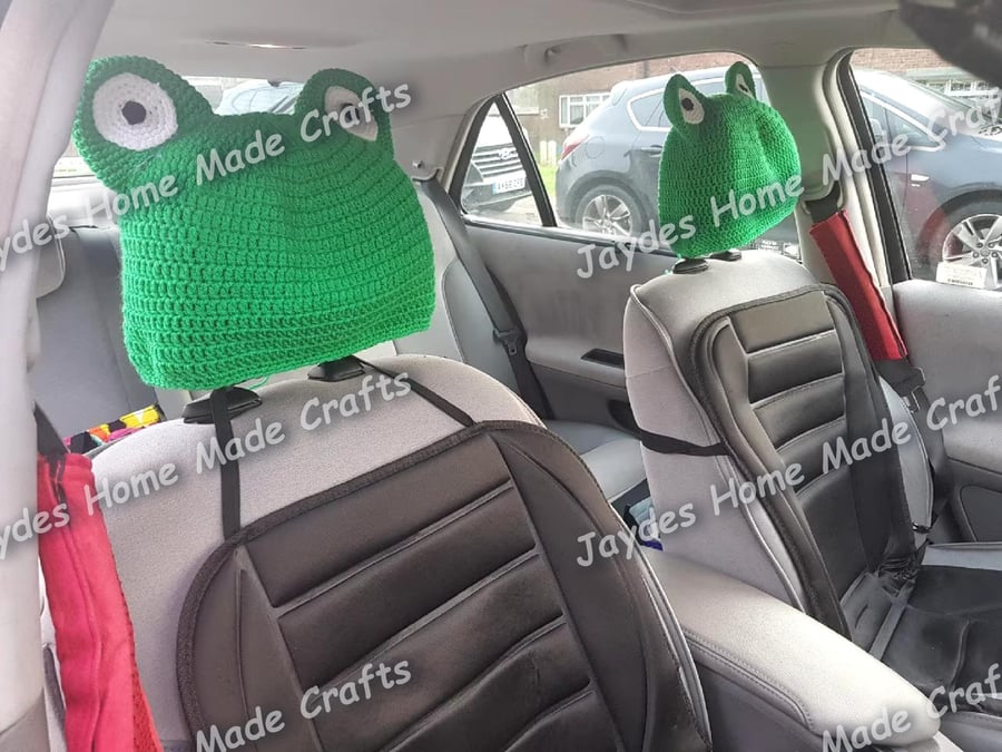 Crochet Frog Headrest Covers