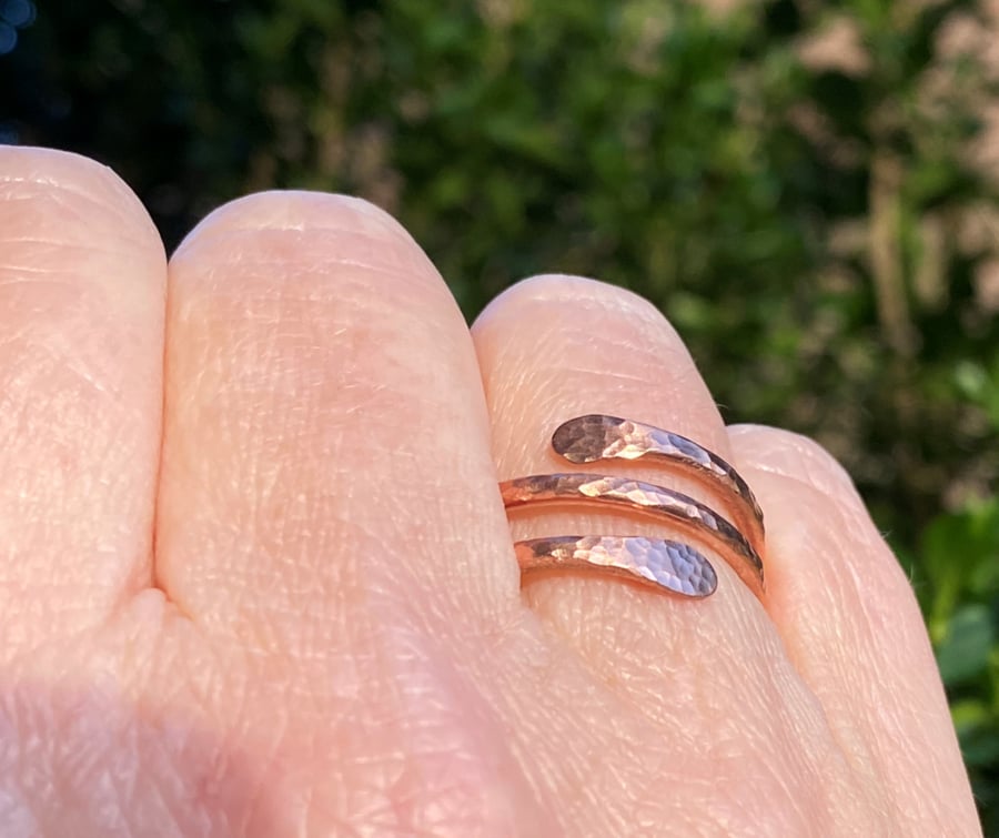 copper ring arthritis thumb toe ring finger ring hammered wraparound pure copper