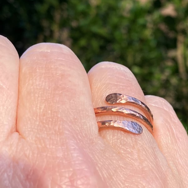 copper ring arthritis thumb toe ring finger ring hammered wraparound pure copper