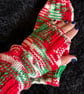 Hand Knitted Festive Fingerless Wrist Warmers