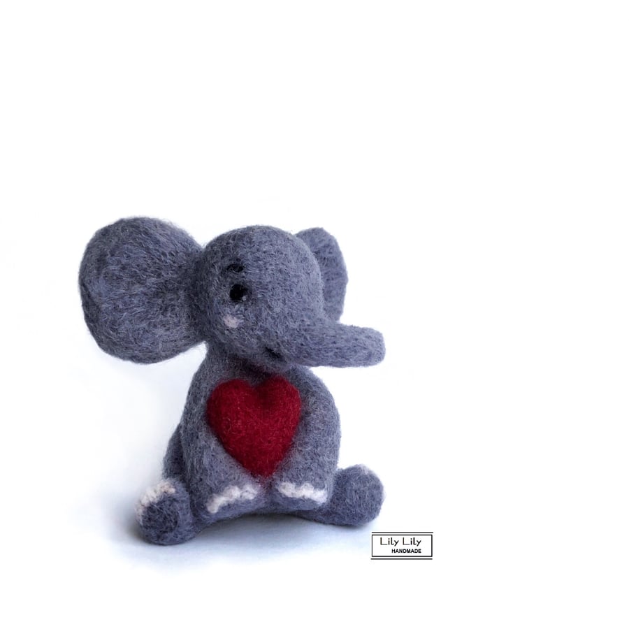 SOLD Elephant, needle felted by Lily Lily Handmade