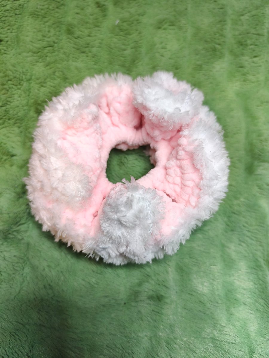 Ballerina Pink with White Fur Trim Extra Large Scrunchies Hair Tie