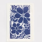 Blue Flowers - Mini Linocut A6 Print 