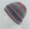 CLEARANCE SALE Adults Beanie Hat Dusky Pink Purple and Aquamarine