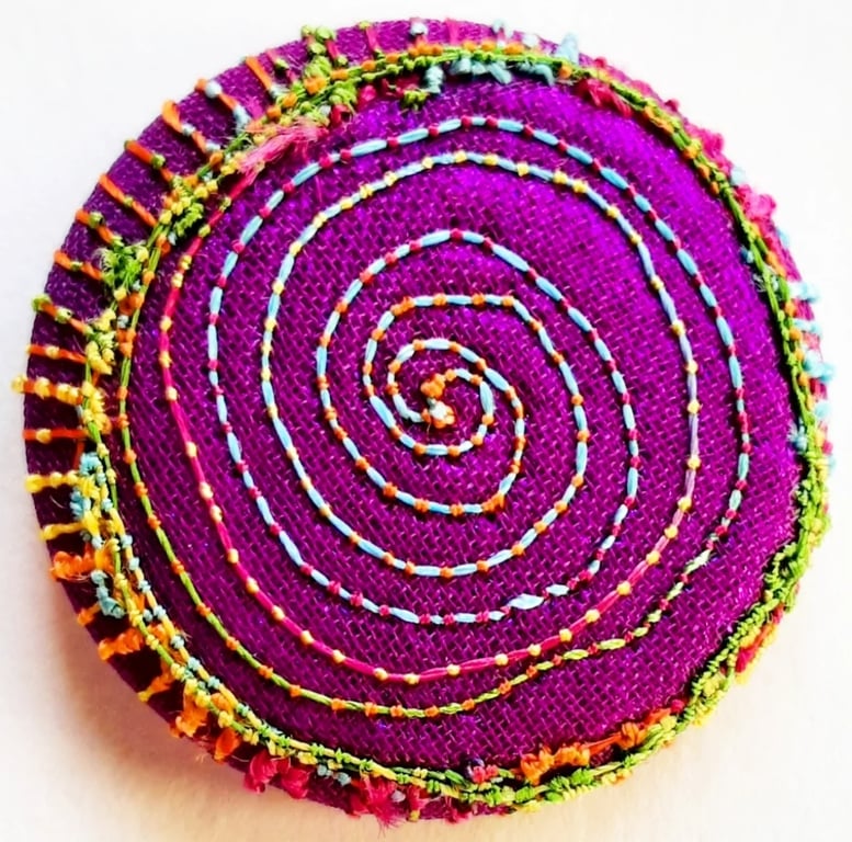 Buttons 1 inch button Hand Dyed Silks and Cottons Free Machine Embroidery Button