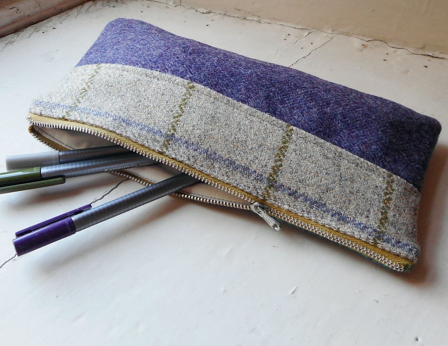 Make up or pencil case in harris tweed 