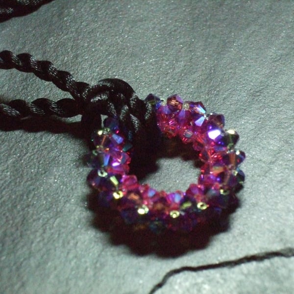 Tropical Sunset Crystal Donut Pendant