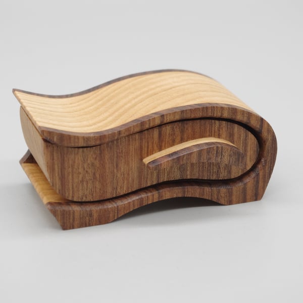 Handmade small wooden trinket, jewel box. "