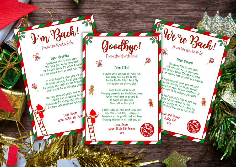 Personalised Elf Arrival Letter, Goodbye Letter