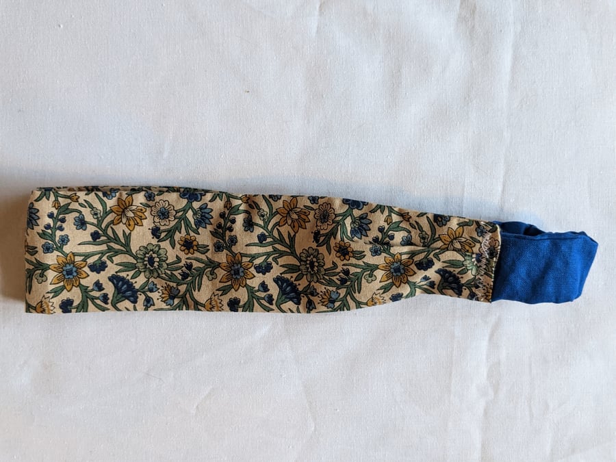 Vintage fabric hair band, autumnal flowers