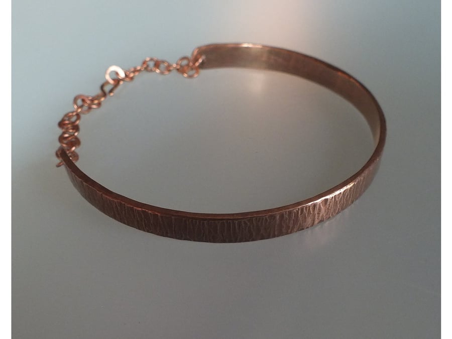 Natural finish, hammered copper bracelet