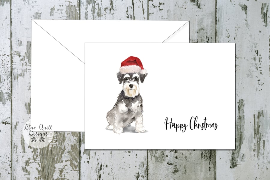 Miniature Schnauzer Dog Folded Christmas Cards - pack of 10 - personalised