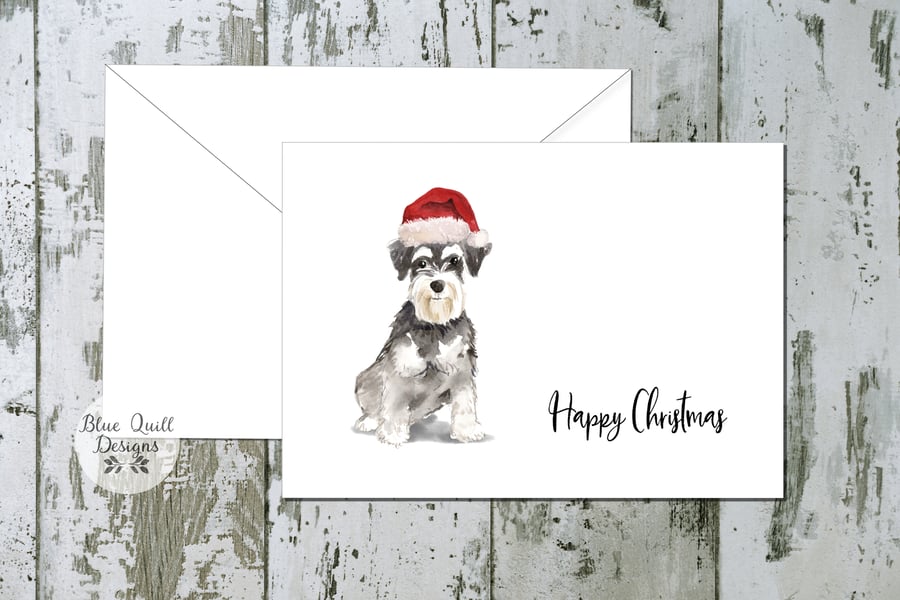 Miniature Schnauzer Dog Folded Christmas Cards - pack of 6 - personalised